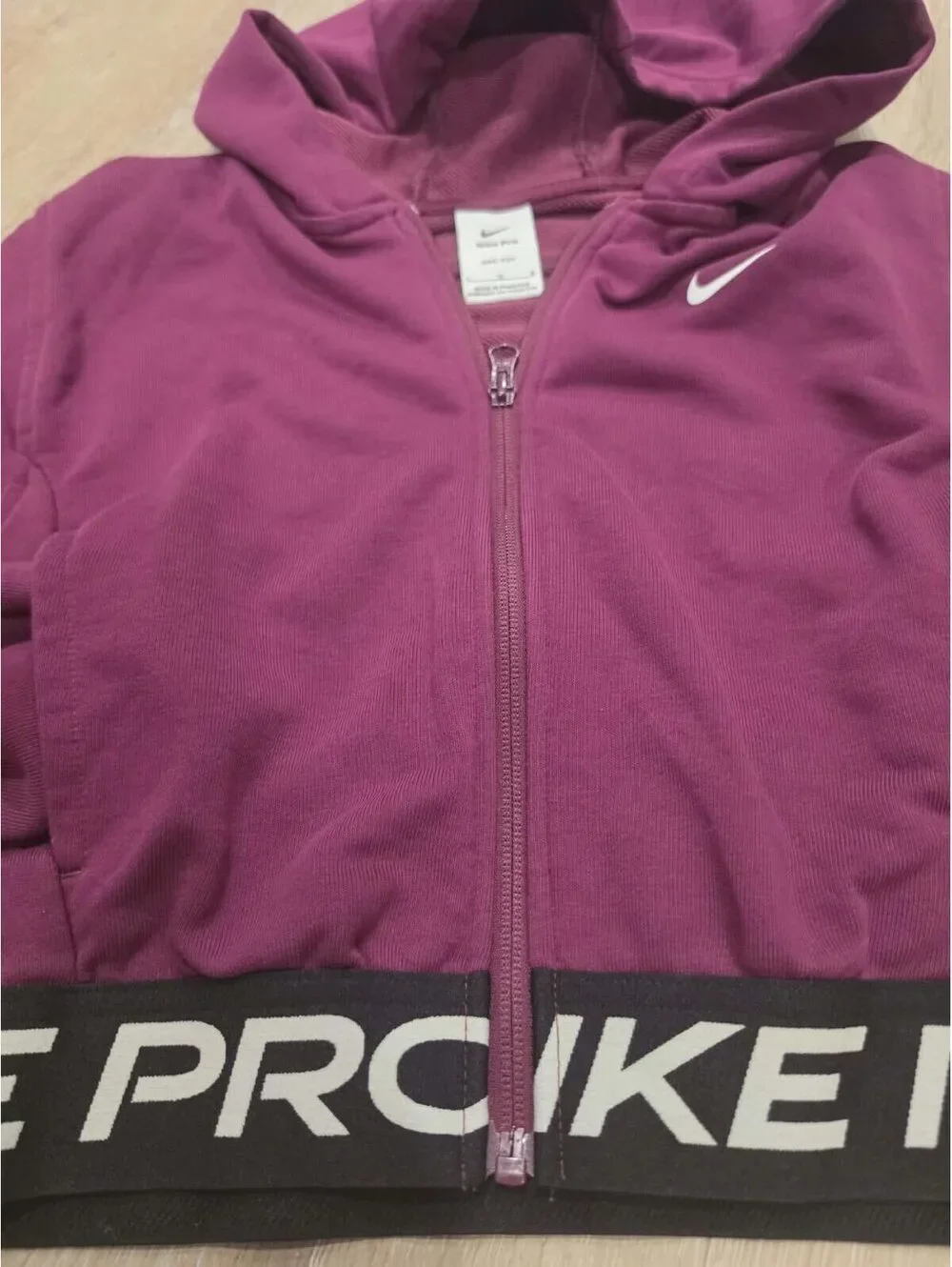 Nike Pro Burgundy Dri-Fit Full-Zip Hoodie - Size L
